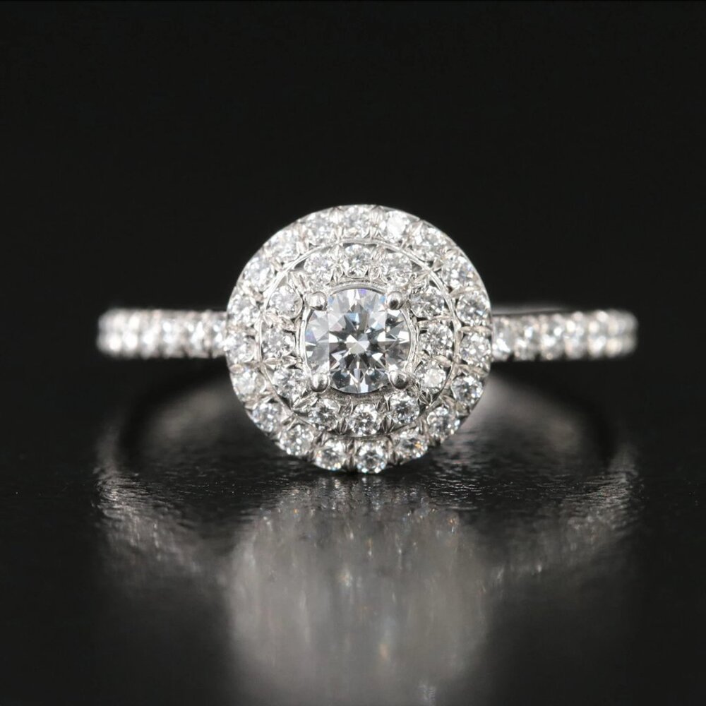 Tiffany & Co. Platinum Soleste Double Halo Diamond Ring